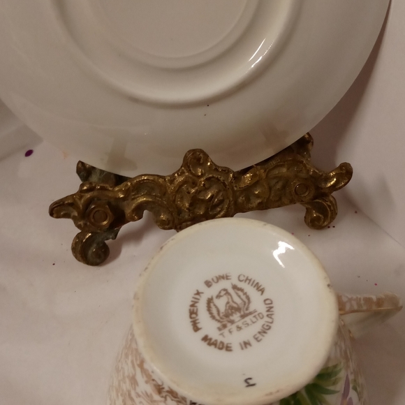 Phoenix Bone China Cup & Saucer Floral Pink Gold ENGLAND Replacements - Picture 3 of 6